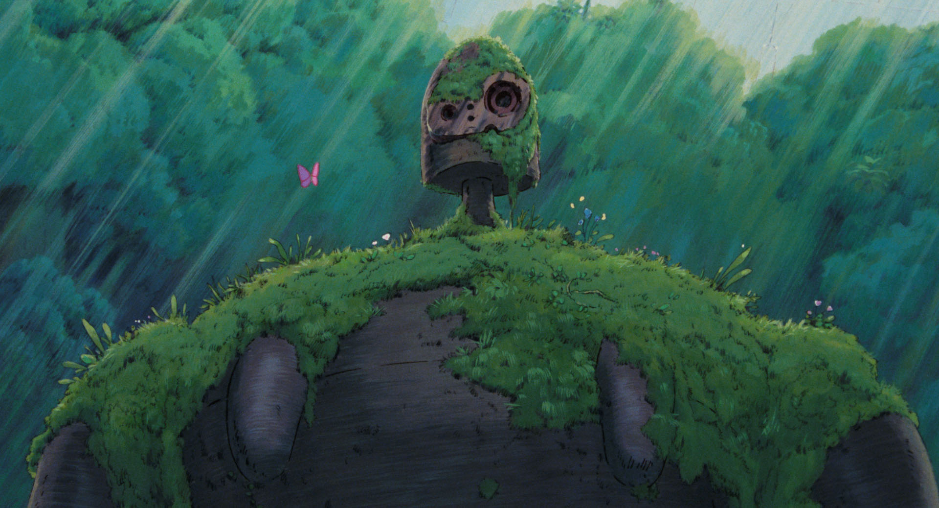 The gardener robot from Castle in the Sky, covered in moss