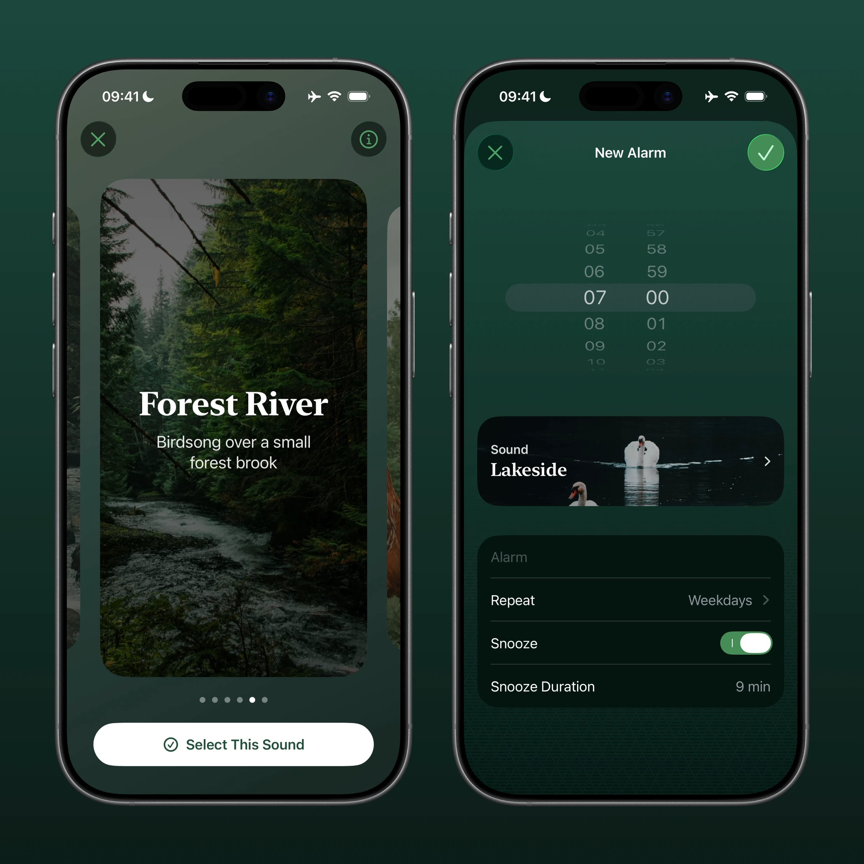 Screenshots of Alam on iOS